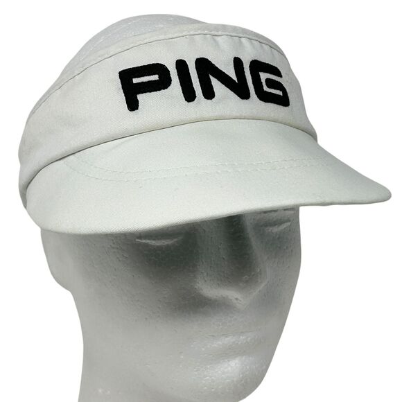 Vintage Ping Karsten Golf Visor Hat Cap Golfing Golfer USA Made Strapback White - Picture 1 of 15